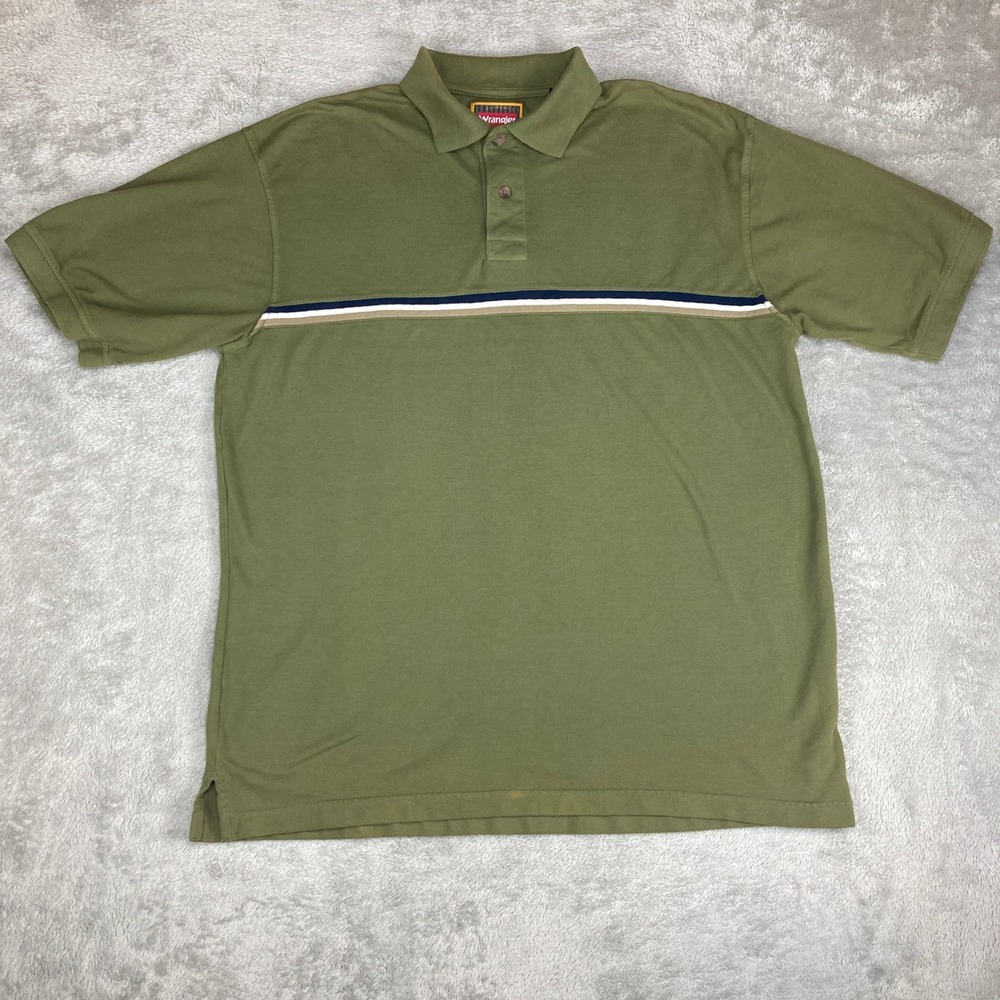 Wrangler Hero Mens Olive Green Short Sleeve Collared Polo Shirt Size L
